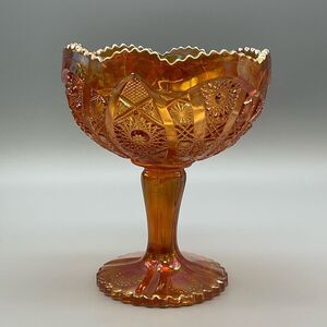 Imperial Carnival Glass Marigold Fruit Compote Candy Dish Pedestal Bowl